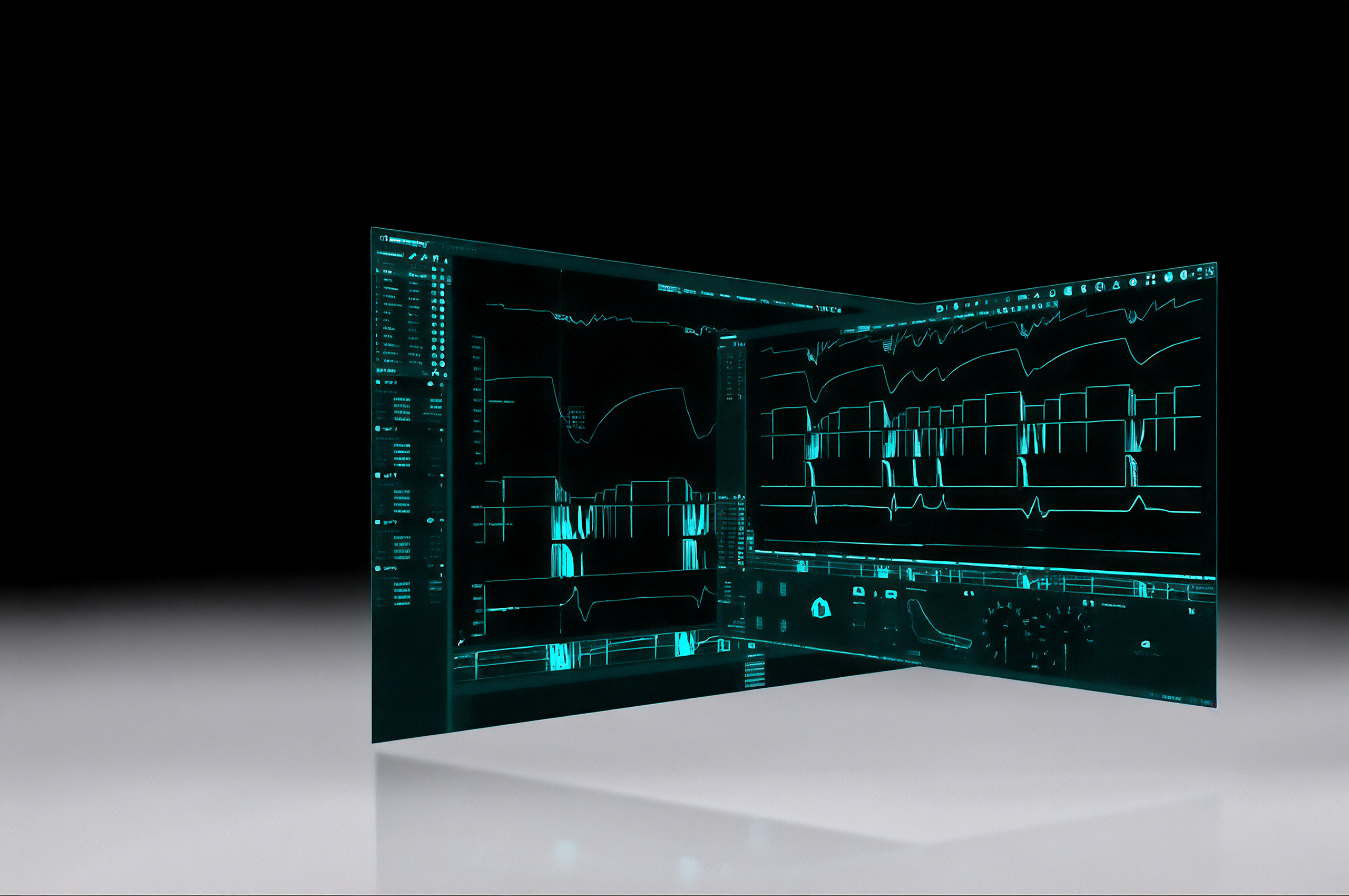 Ein futuristisches Interface zeigt Datenanalysen, passend für Racing Unleashed Software-Darstellungen.